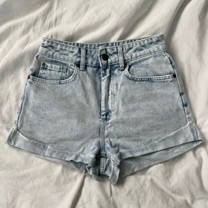High Waist Light Wash Denim Shorts